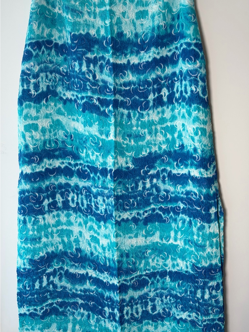 Lafayette 148 New York Turquoise & Navy abstract silk blend maxi skirt size 16